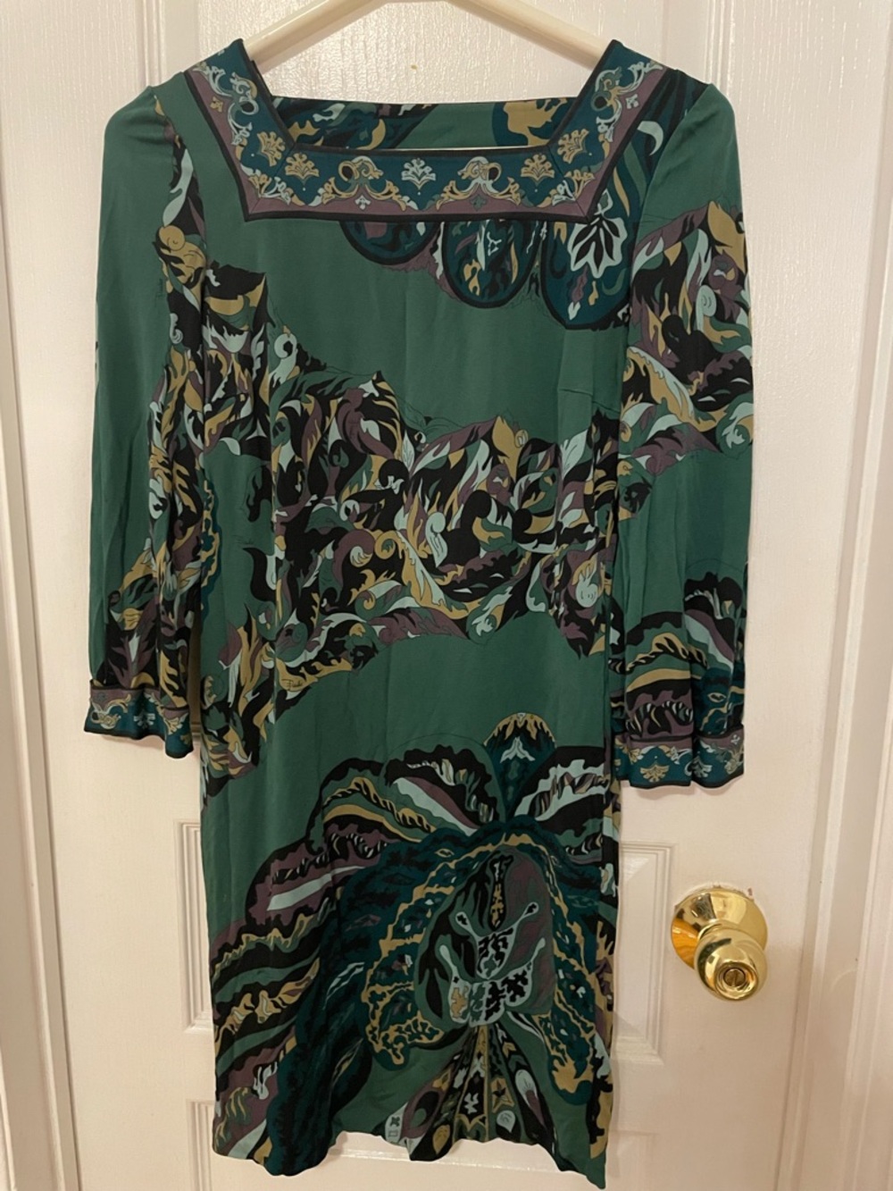 Emilio Pucci Green Multi-Color Printed Shift Dress